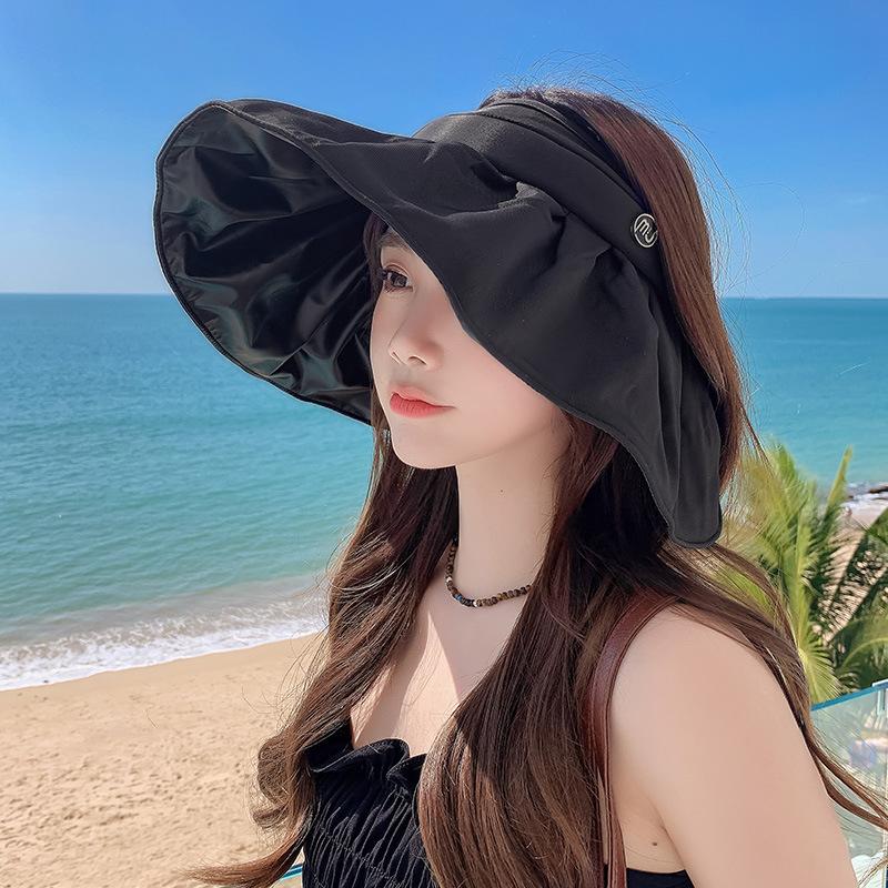 

Big brim sunscreen shell hat women s MJ standard summer outdoor UV protection sunshade empty top hat vinyl sun hat One Size