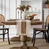 Yun Cotton-Linen Patchwork Table Runner with Two-Color Tassels - Natural Material, American Country Festival Style