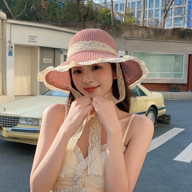 

Тонкая вязаная шапка новый модный тренд лето песок кружево морской берег пляж солнцезащитная шляпа от солнца шляпа-ведро