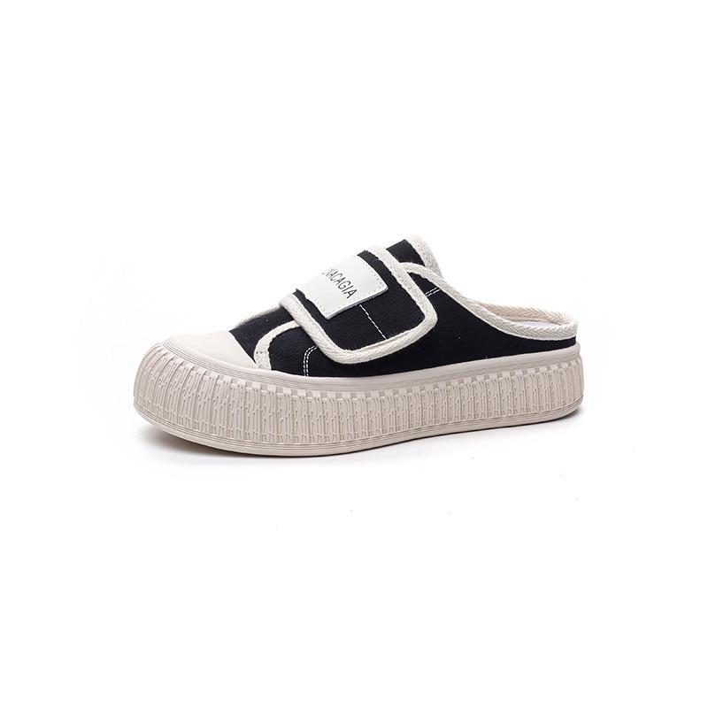 Leopardenmuster Halbschuhe Damen Sommer dünn Canvas atmungsaktiv und leicht Tasche Kopf halbe Stützschuhe tragen weiße Schuhe