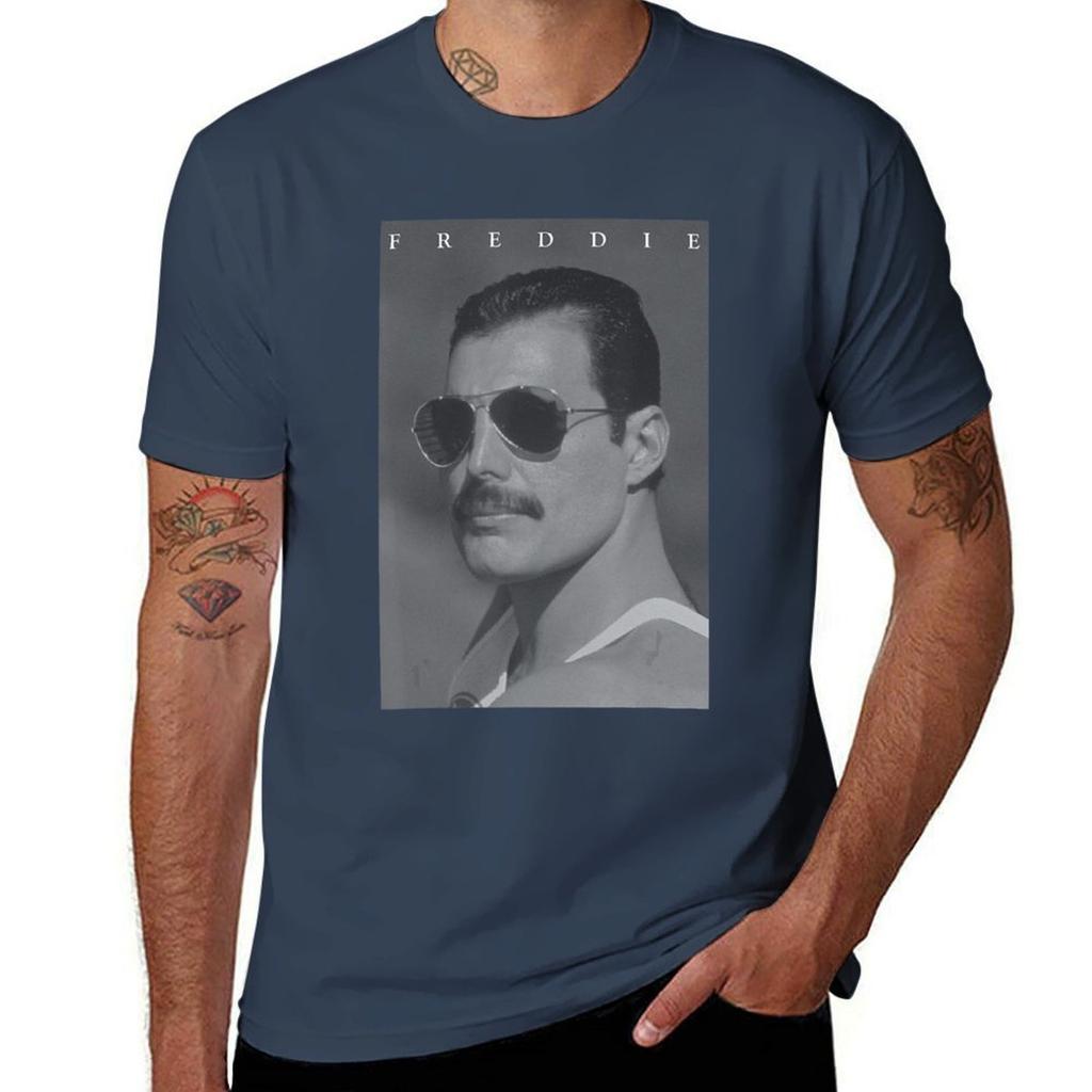 FrDdie MRcury Shades Photo Vintage TShirt Basic Solid Tee For Daily Use TShirt