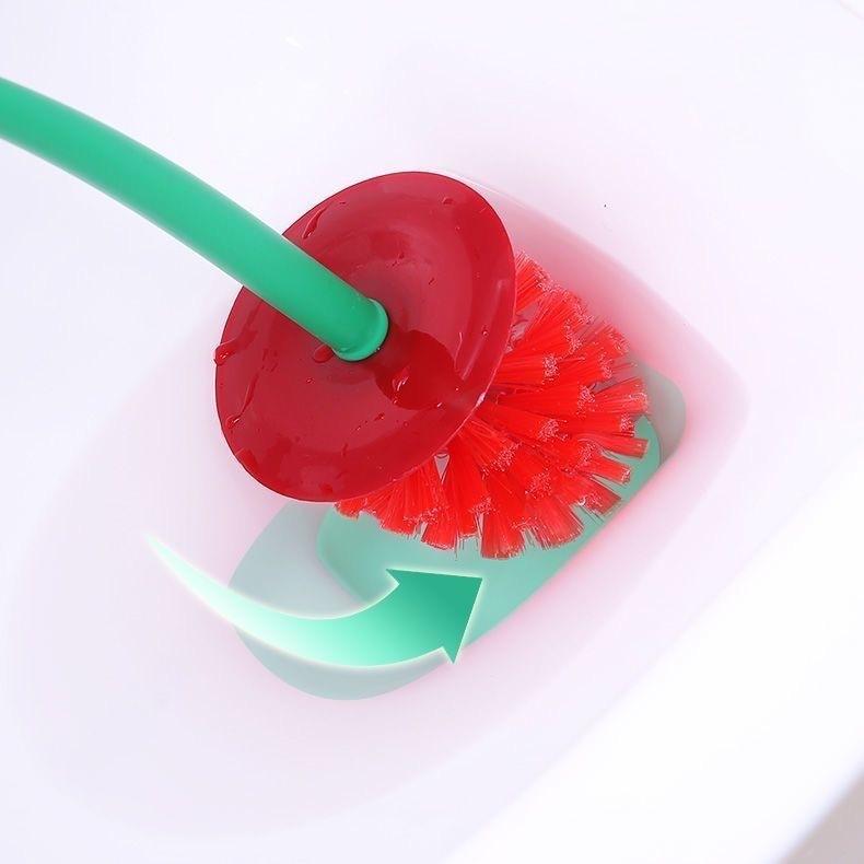 Home Toilet Brush Cherry Long Handle Soft Bristle Toilet Brush Daily General Merchandise Creative Plastic Cleaning Brush Toilet Brush Set