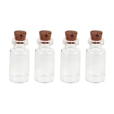 4 Mini Glass Bottles 2.4 Cm with Cork Stopper