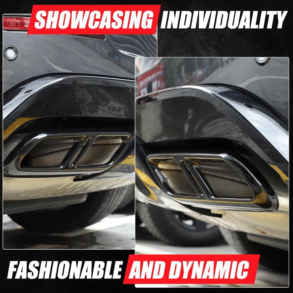 Exhaust Muffler Tail Pipe Trim Cover Compatible with Land Rover Range Rover Sport 2023 2024, Stainless Steel Rear Exhaust Pipe Cover Trim (Black)