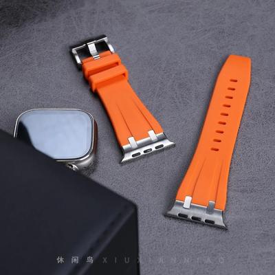 Rubber Strap For Apple Watch Band 49mm 45mm 41mm 44mm 40mm Silicone Sport Bracelet Correa IWatch Series 9 8 Ultra 7 6 WatchBand