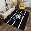 Black Striped Carpet with Emblem Suitable As a Non-slip Mat for the Living Room or Bedroom Sofa