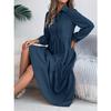 GMXIA Autumn and Winter Lapel Casual Loose Long-sleeved Ruffled Shirt Dress for Women