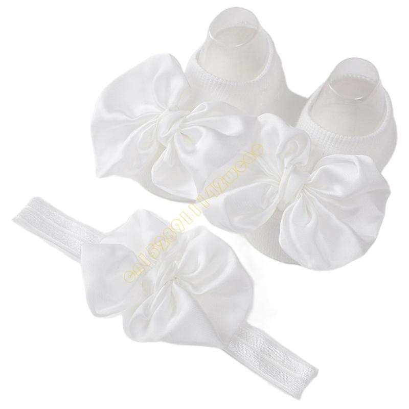 2pcs Breathable Floor Socks Bowknot Headband Infant Bowtie Socks Birthday Gift DXAD