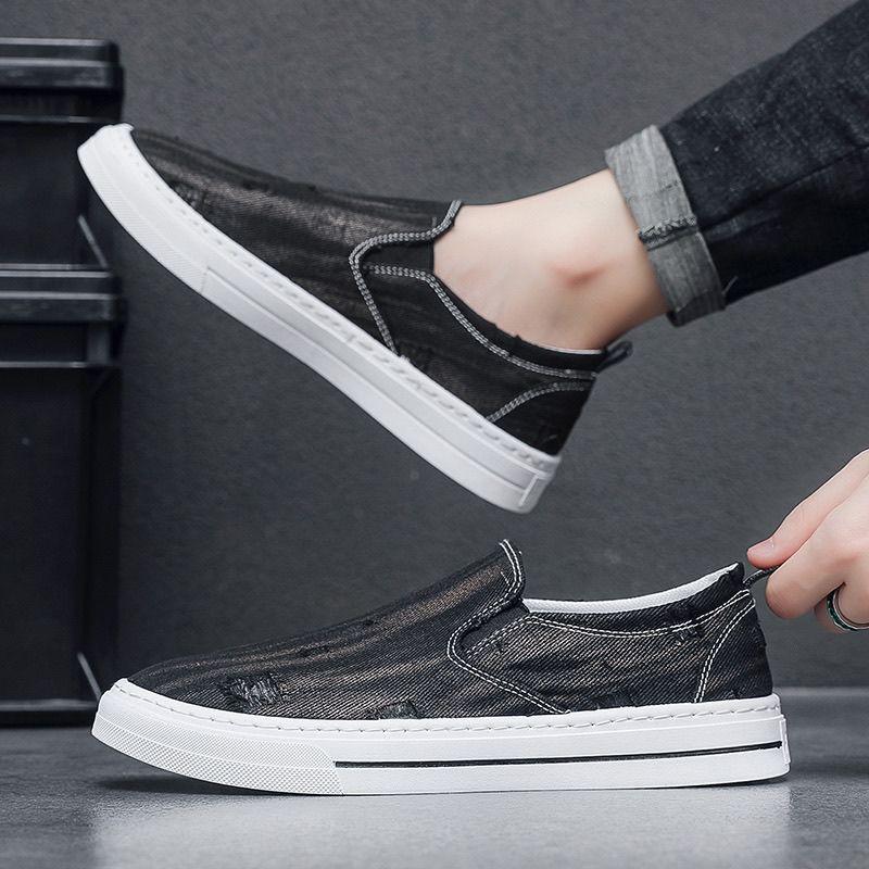 Black Canvas Lightweight Breathable Leisure One Kick Men's Vulcanize Shoes Summer Sports Size 44 Trends  Trend Sneakers Male