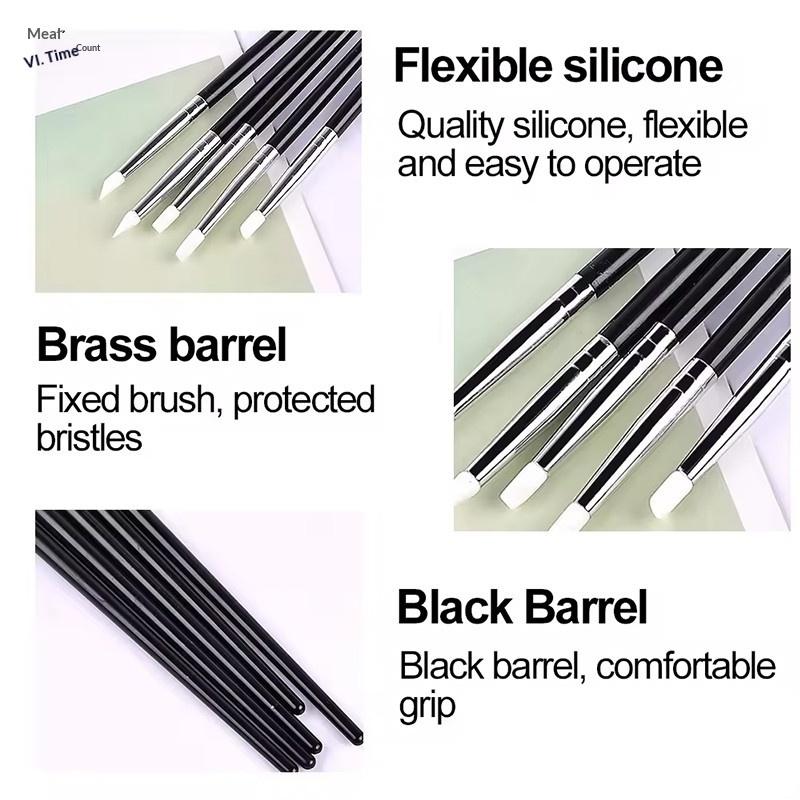 5Pcs/Set Silicone Nail Art Pen Brush Uv Gel Polish Tip 3D Image Diy Dotting Polish Brushes Sculpture Pen Diy Manicure Tool