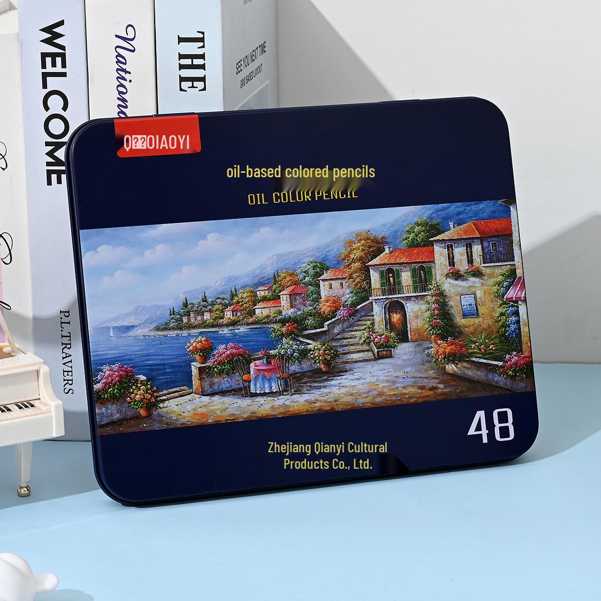 

Набор цветных карандашей на масляной основе, растворимых в воде, 48 цветов, в жестяной коробке для искусства и рисования Colored Pencils