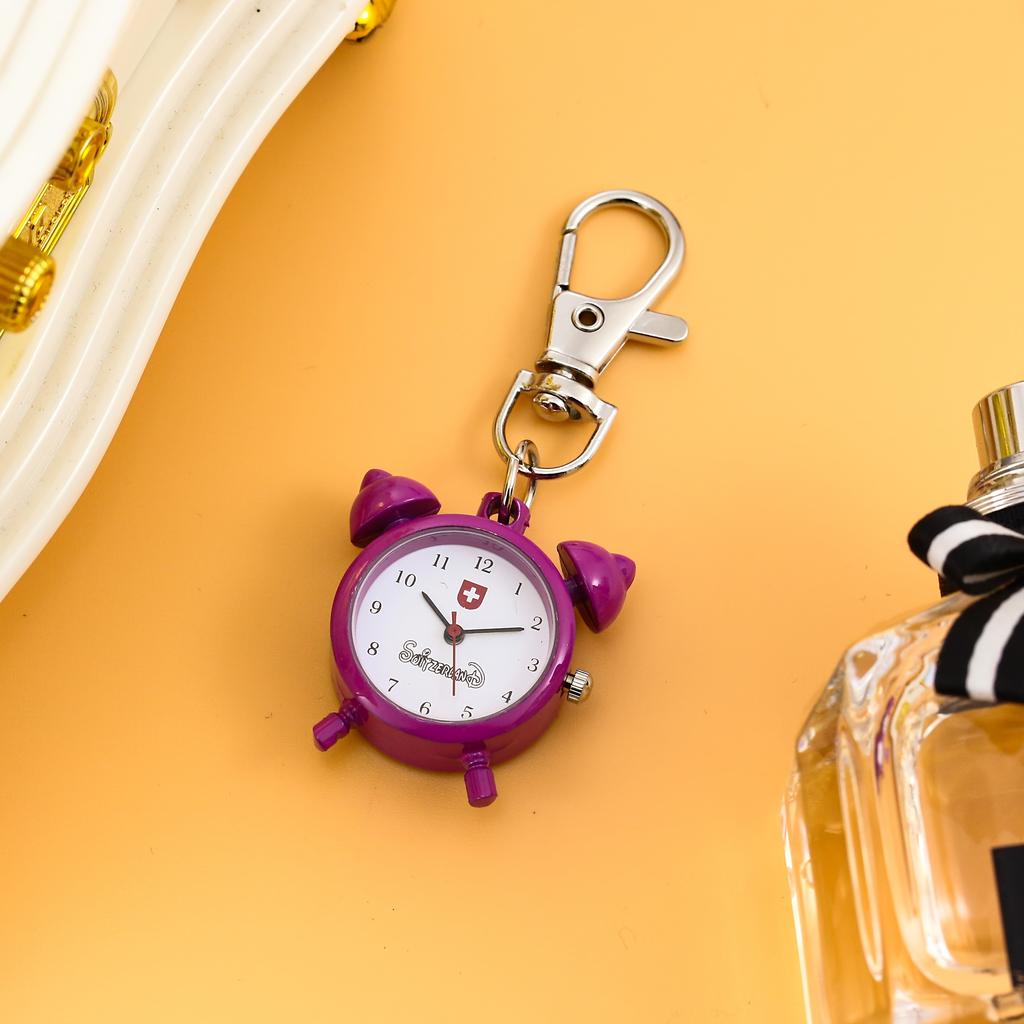 Mini süßer kleiner Wecker-förmiger Hängeuhr Schlüsselanhänger Uhr Tasche Cartoon Schlüsselanhänger Kreative Hänge-Dekoration Schlüsselanhänger