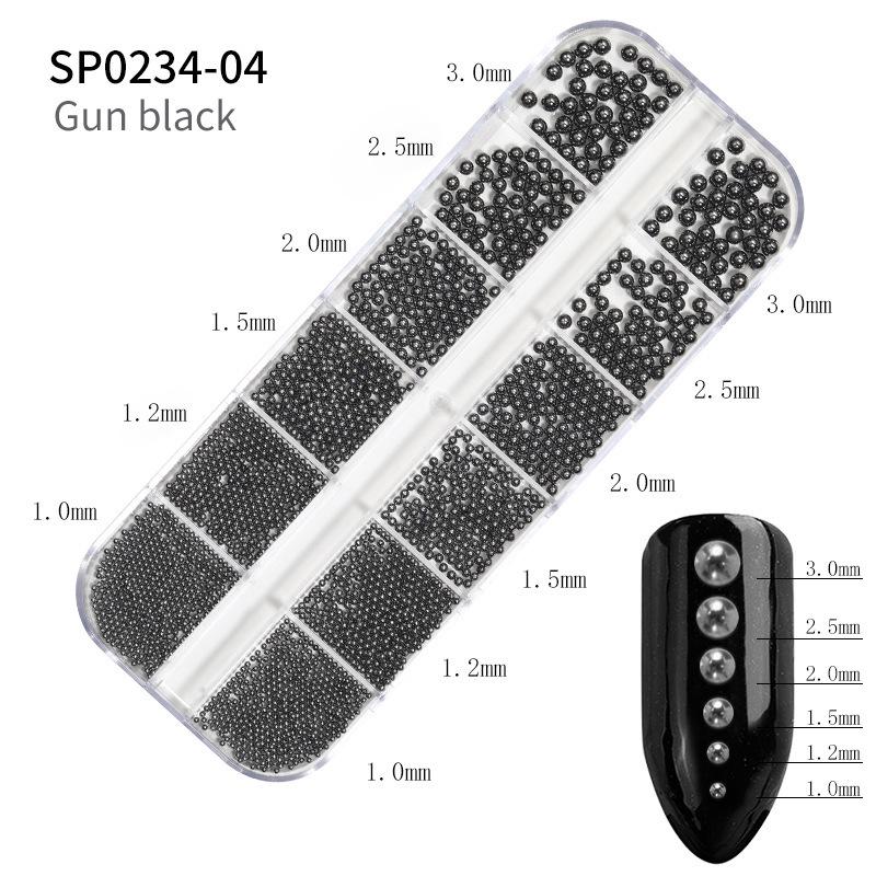 Japanese Mini Steel Beads Nail Art Accessories - Gold, Silver & Rose Gold Mix In 12 Grid Box