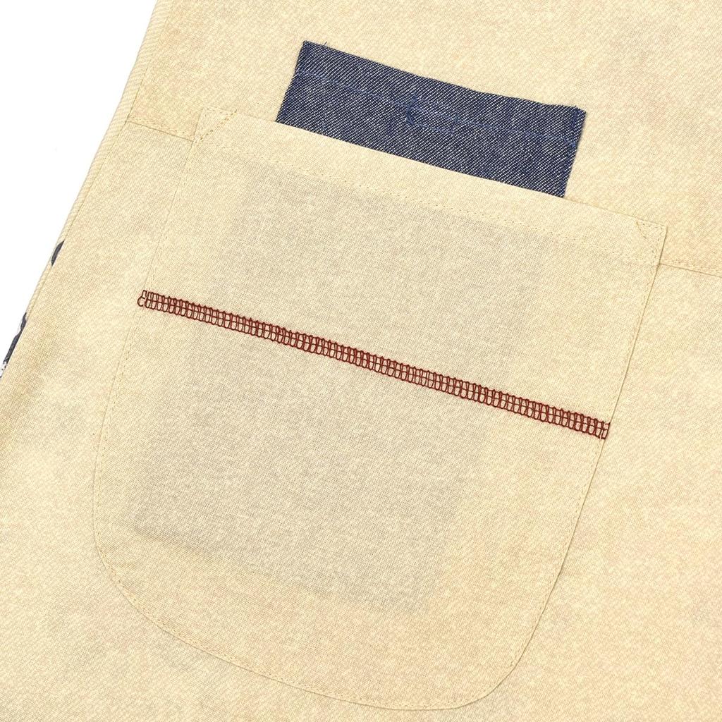 Button Ribbon Open Apron Animal Mode 258033 Beige [Kusuguru Japan] M-L