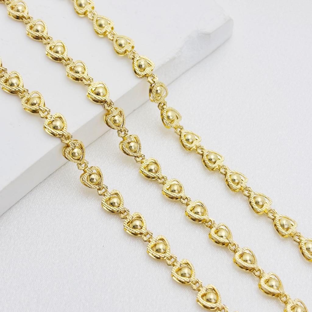 14K Gold-Filled Peach Heart & Butterfly Rhinestone Chain for DIY Jewelry: Bracelet, Necklace & Hair Accessories