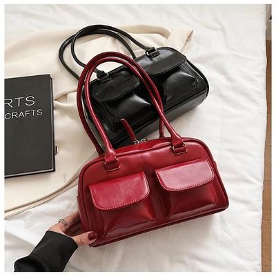 Versatile for Commuting,New Fashion and Leisure Women's Handbag, Underarm Double Front Pocket, Handheld Shoulder Bag