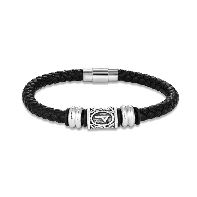Personalized Norse Viking Runes Amulet Bracelet Leather Wristband With Futhark Rune Bead In Your Choice Viking Jewelry