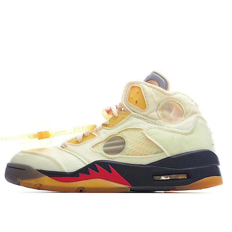 Pantofi de baschet autentici AJ5: Aripă de Cicadă Neagră, Pânză Albă, Albastru Gheață, Roșu și Galben Multicolor AJ6 Variație Sportivă.