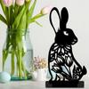 Cartoon Rabbit Easter Decorative Figurines Easter Egg Acrylic Hollow Carving Decoration DIY Accessories Table Ornament
