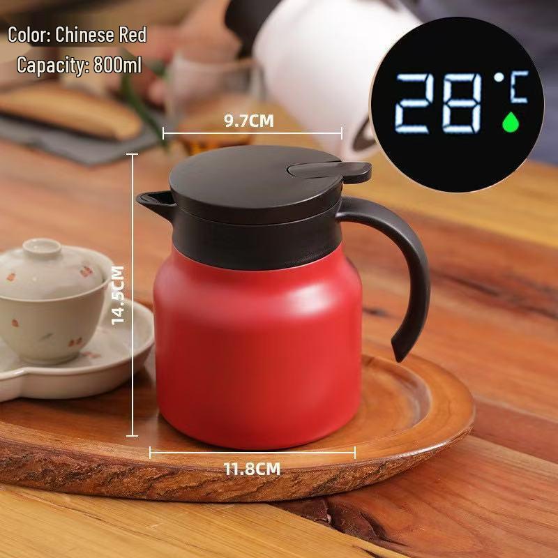 316 Stainless Steel Smart Temperature Display Insulated Tea Stewing Pot, Large Capacity for Home and Outdoor Use
