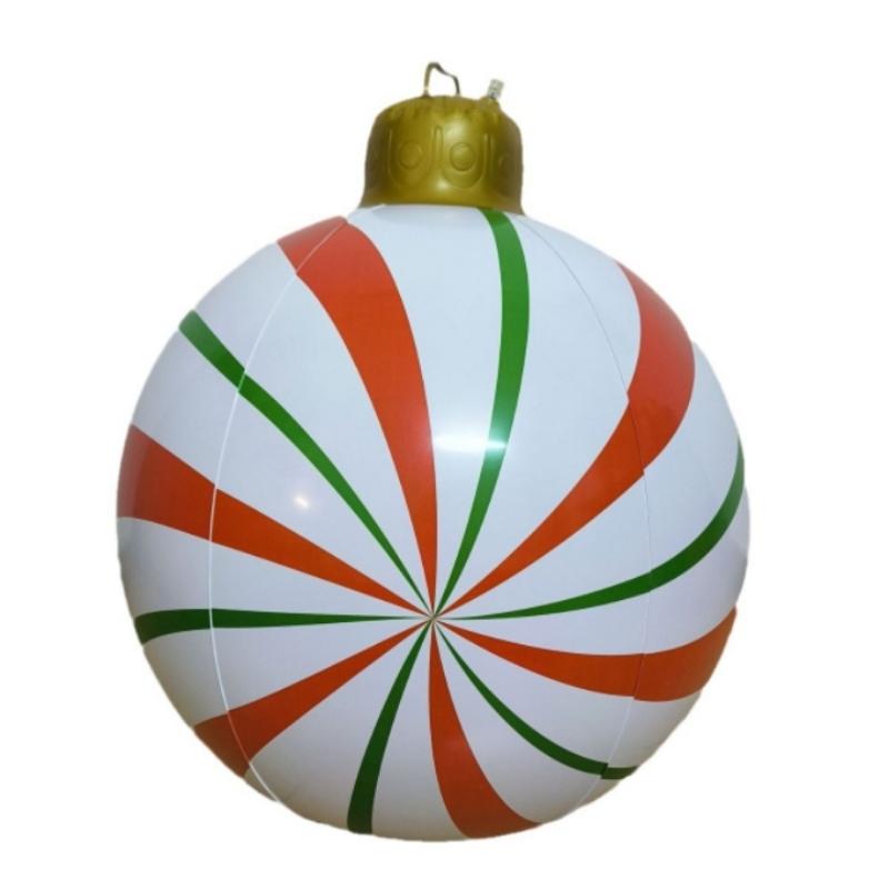 Weihnachten aufblasbarer Ball Lutscher-Design 23 Zoll Outdoor Weihnachten Riesen Garten Dekoration aufblasbare rote grüne Bälle Kinderspielzeug 2025