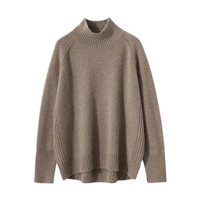 Necked Cashmere Sweater Women Autumn Winter Slit Lazy Sweater Soft
