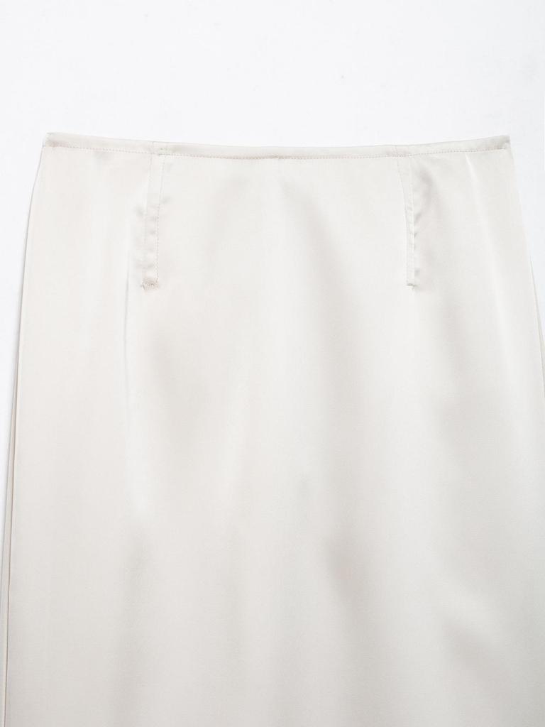 2025 Spring Women's European & American Style Silk Satin Straight Skirt