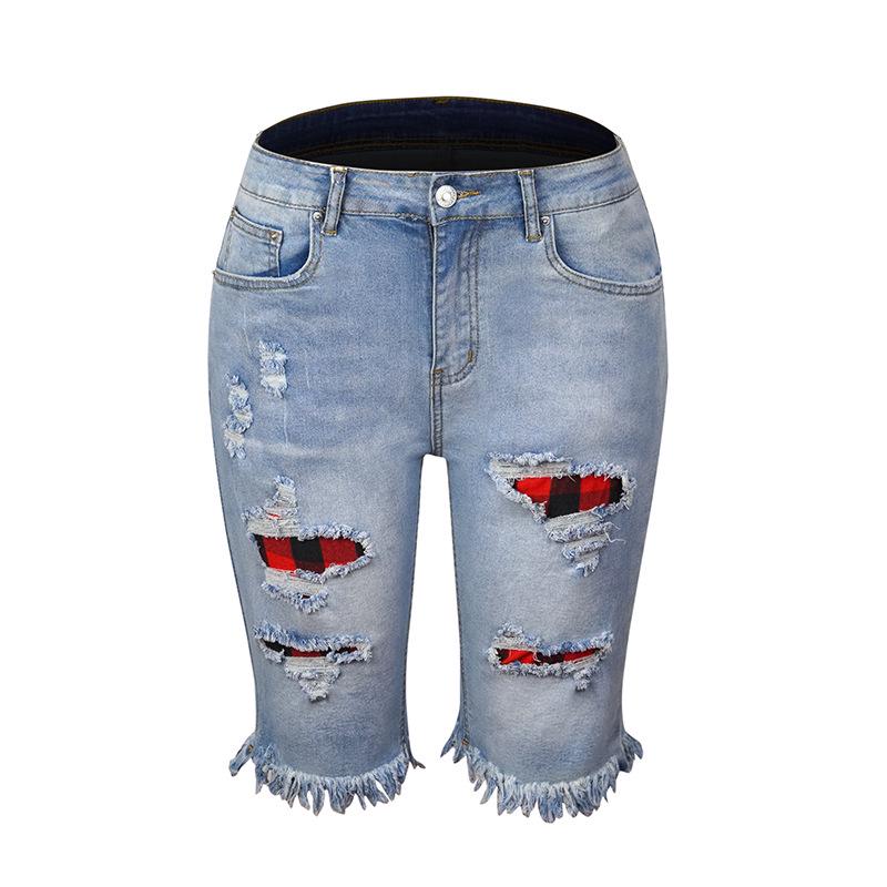 European Summer Tassel Ripped Skinny Cropped Jeans - Women's Mid-Waist Fashion