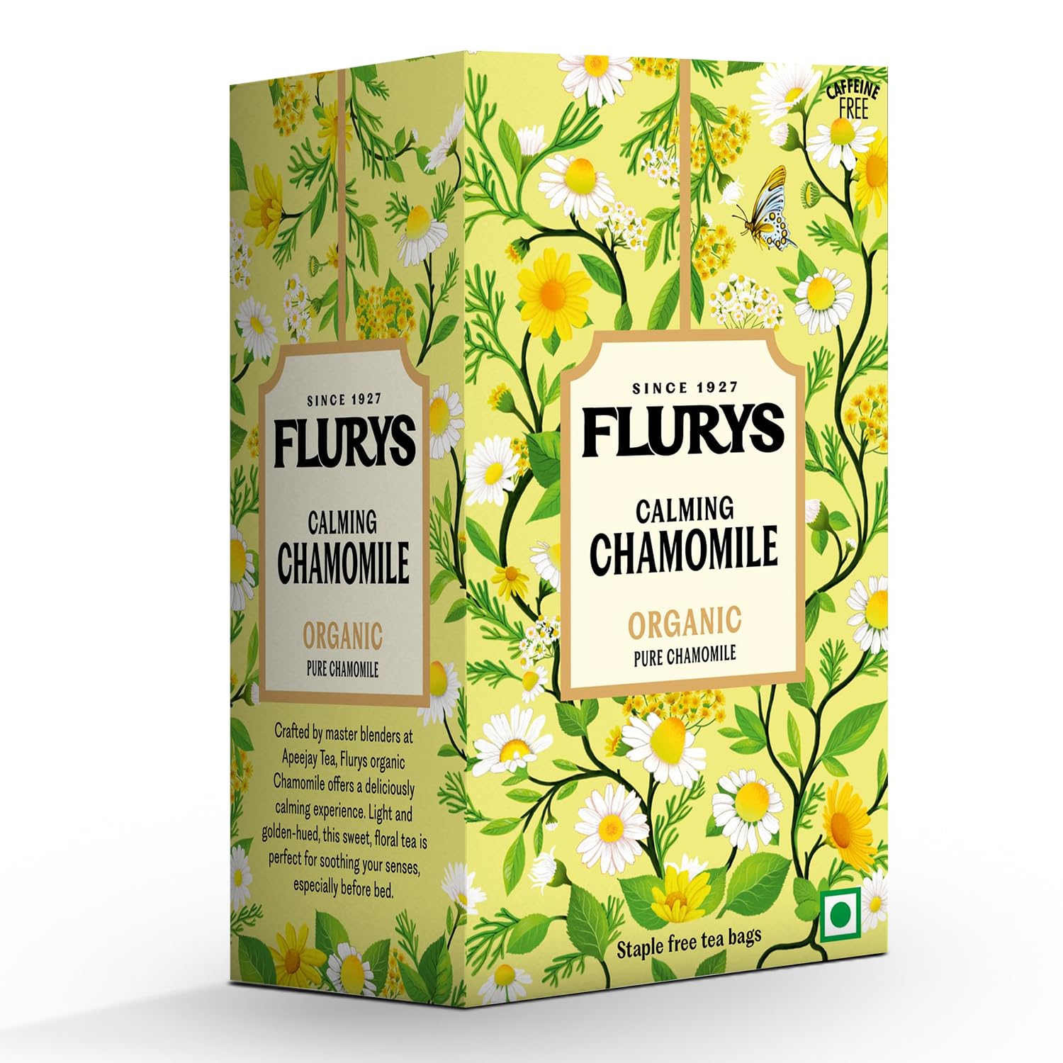 Flurys Calming Organic Chamomile Caffeine Free 24 Grams, 20 Tea Bags