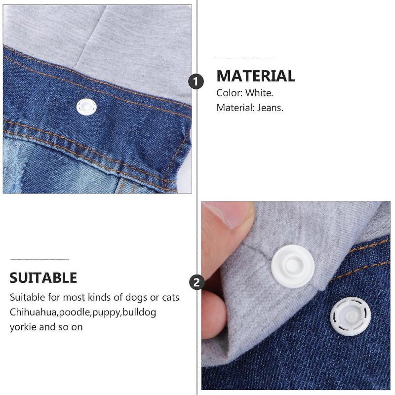 Denim Jacket Dog Apparel for Pets 2Pcs Cowboy Vests with Knitted Hat White