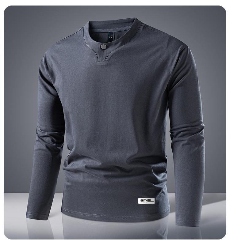 [Heavy Milan Cotton] Four In One Button Chinese Style Men's T-shirt Long Sleeve Spring and Autumn