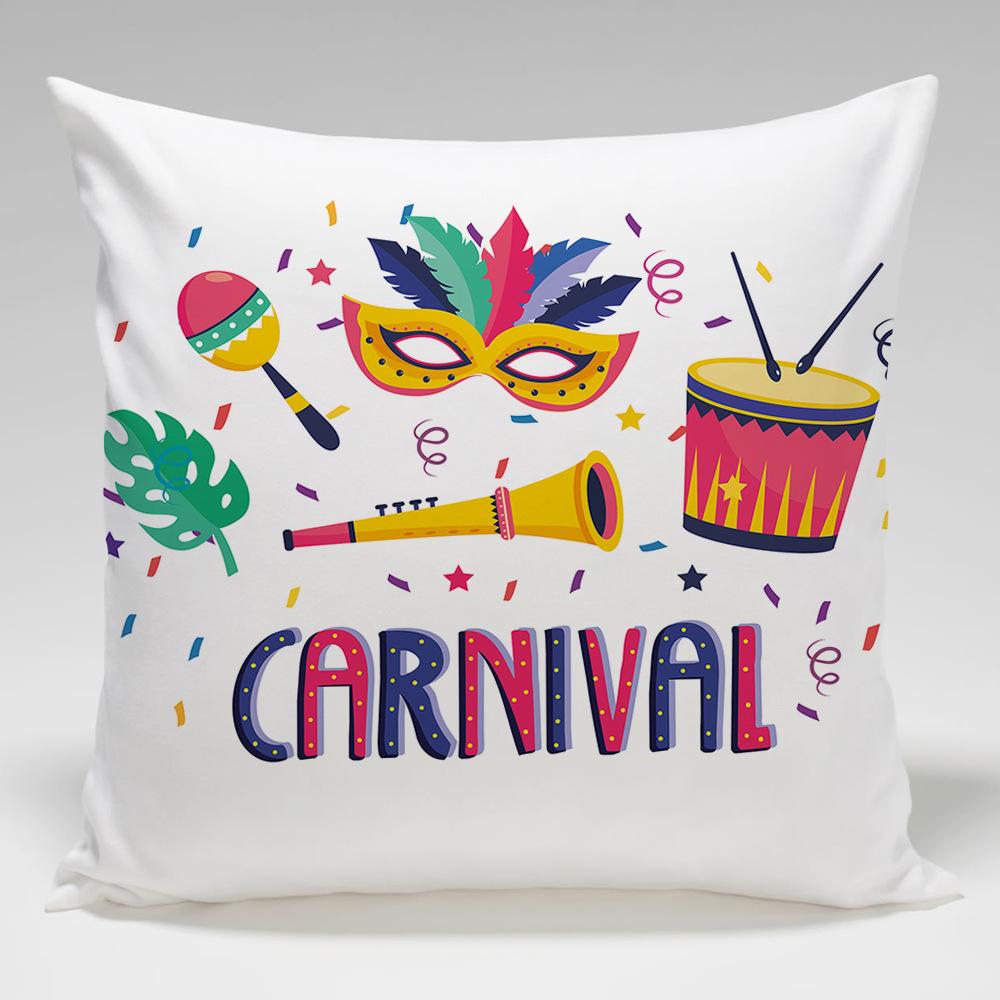 Patterns Of The Brazilian Carnival Throw Pillow Cover With Short Plush Print For Living Room Sofa Decoration Cushion Cover