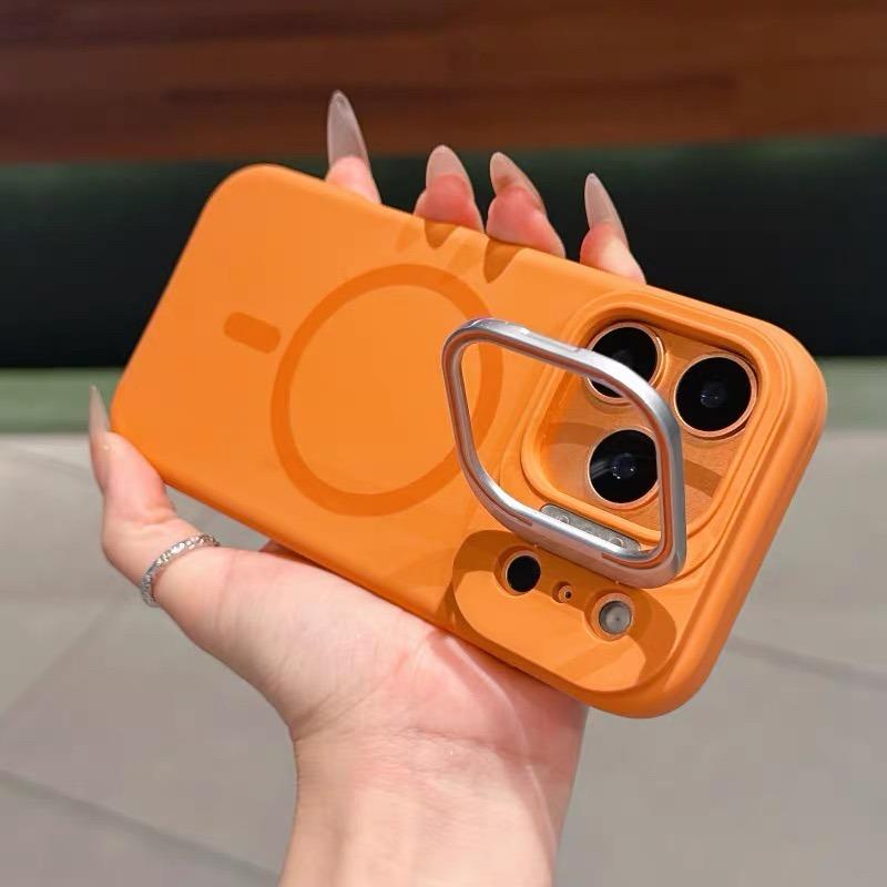Fold Camera Stand Holder for Case For For Iphone 17 16 1 14 13 12 Pro Max Plus Magnetic Creative Block Matte Cover