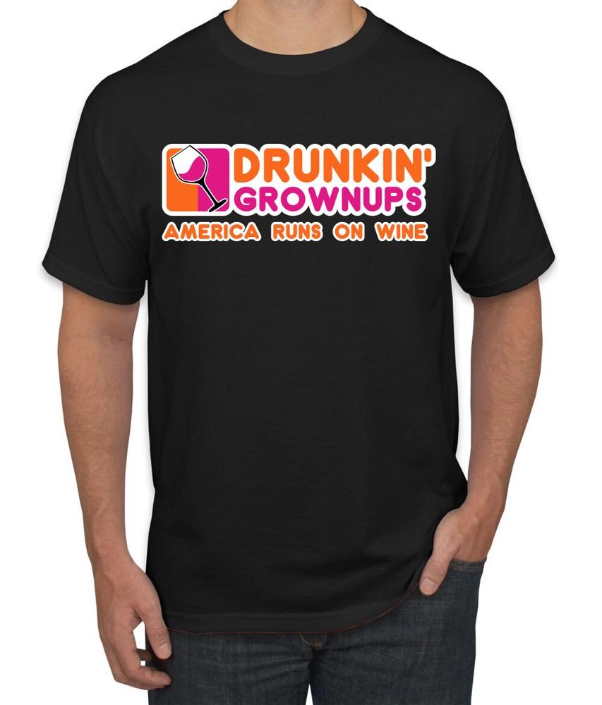 Drunkin Grownups America Runs On Wine Men Graphic Tshirt Unisex T-Shirt L