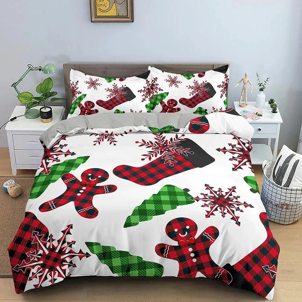 Christmas Decoration Bedding Set Luxury Soft Duvet Cover Sets 3D Christmas Printed Quilt Cover King Queen Twin Size Home Textile