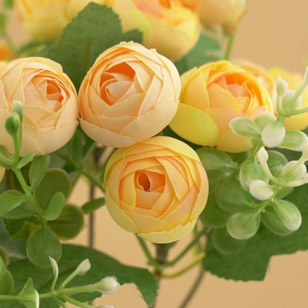 Multicolor Tea Rose Artificial Flower 15 Heads Faux Flower Simulation Rose Flower Table Decor