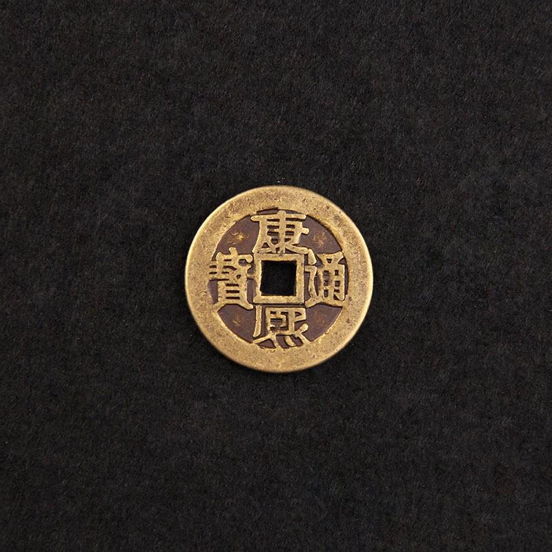 Thickened Five Emperors Antique Copper Coins Pendant with Red and Yellow Chinese Knot