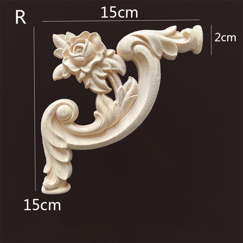 Wood Applique Corner Natural Floral Wood Carved Figurine Craft Home Decoration Accessories Background Wall Decoration Decal