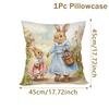 Happy Easter Cute Bunny Pillow Case, Colorful Ultra-Soft Fabric Cushion Cover For Sofa Bed Living Room And Home Decor Gift