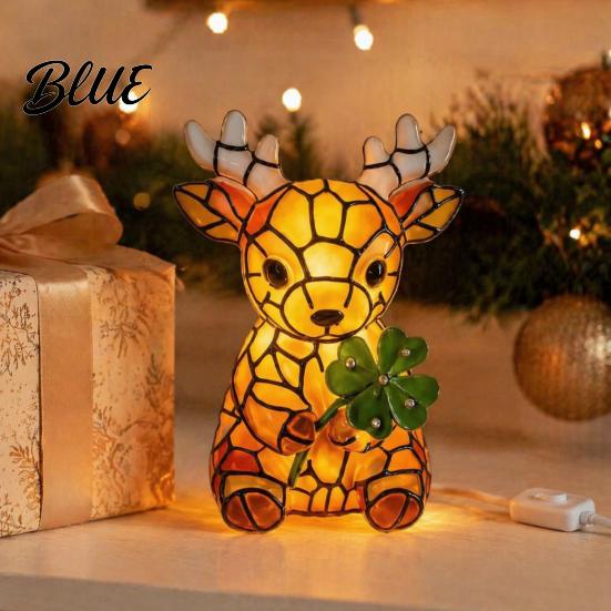 Cozy Warm Light for Reading Vintage Stained Glass Style Desk Lamp Cute Animal Night Light Decorative Room Ambient Lighting Lamp Bedroom Bedside Kids