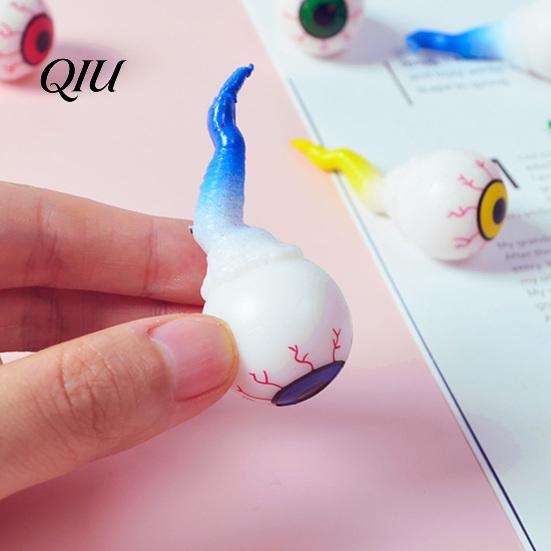 Durable Halloween Toy 2Pcs Eyeball Squeeze with Tail Soft TPR Stress Relief Ball Gag Prank Fidget for Kids Adults Festive