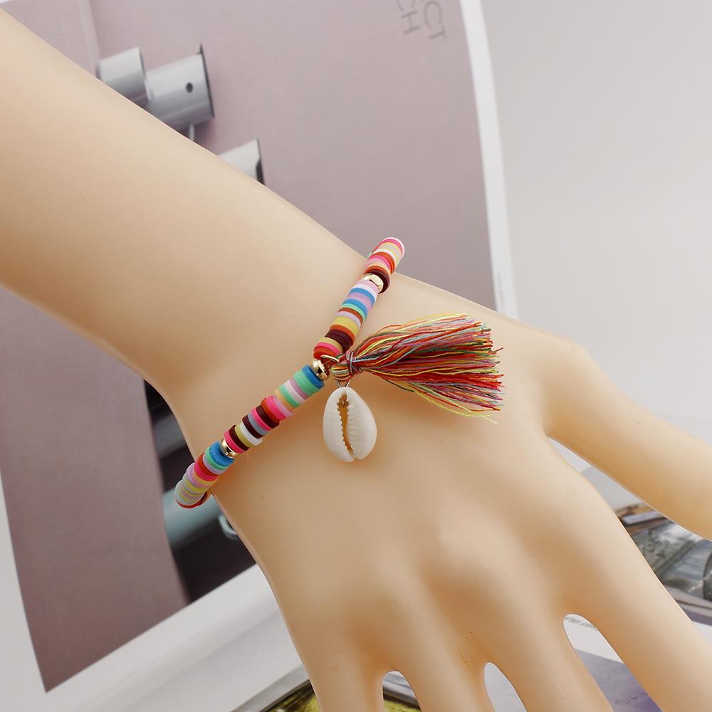 1String 18.5cm Tassel Colored Soft Clay Bracelet Resin Shell Pendant Diy High-quality Men Women Bracelet Jewelry Gift
