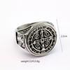 Antique Stainless Steel Men's St Benedict Cross Exorcism Ring