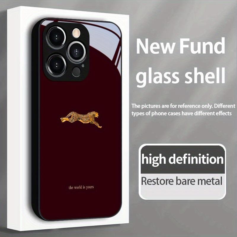 Wine Red Leopard Pattern Tempered Glass Phone Case For iPhone 17 Pro Max 16 15 14 13 12 11 Pro 16E 17Air 7 8 Plus XR XS X Cover