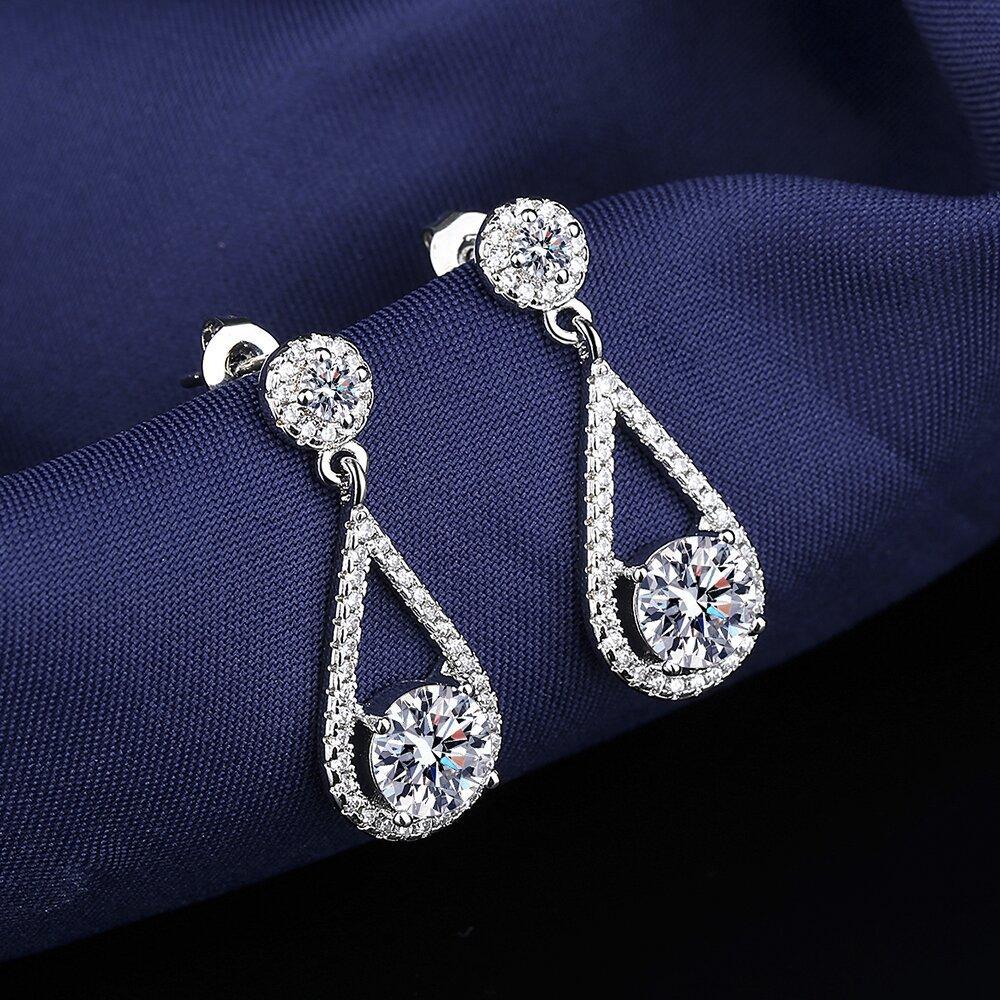 2026 Water Drop Earrings Sterling Silver Plated Earrings Premium Zircon Stud Earrings Inlaid Zircon Earrings Earrings