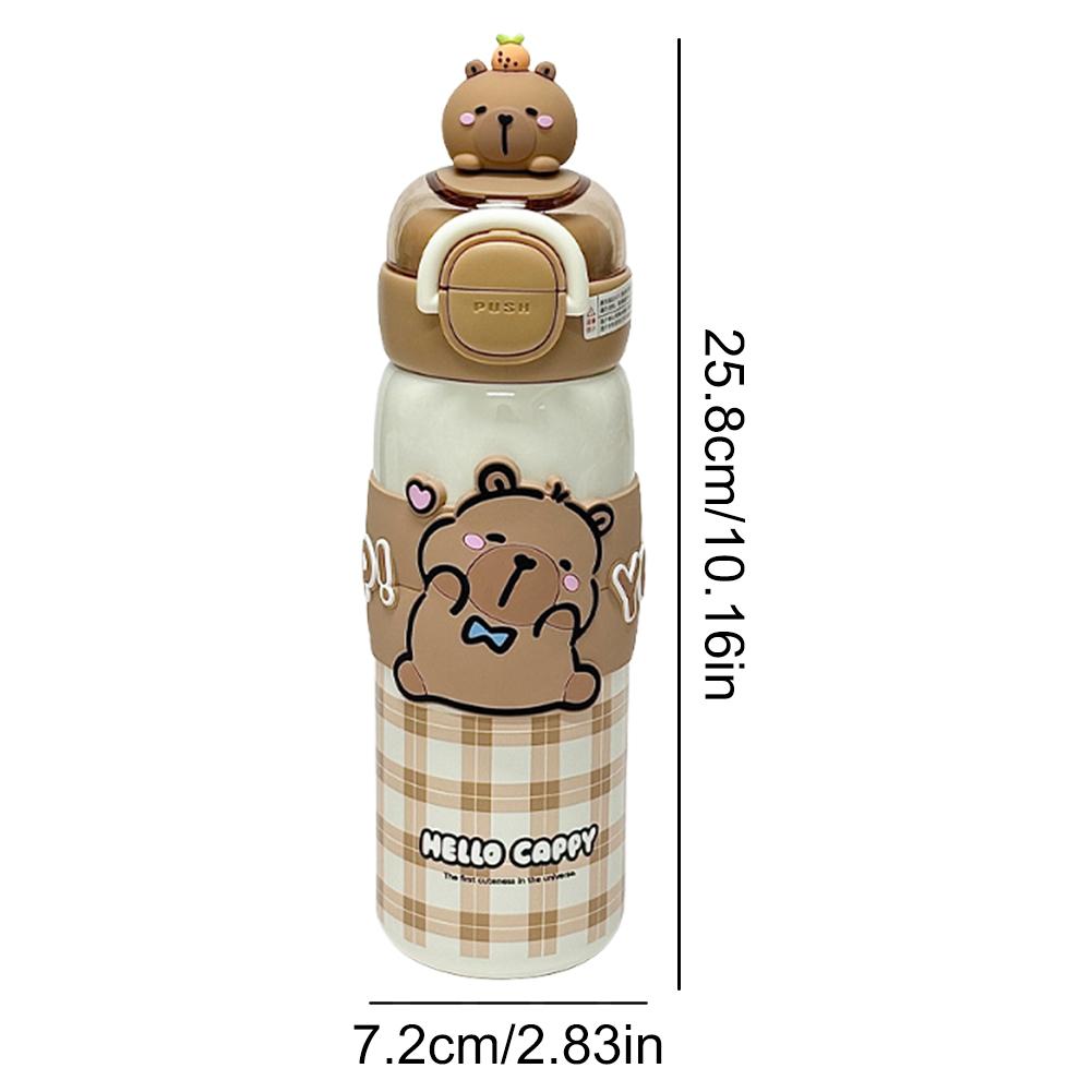 Leak-Proof Durable Water Bottle Cute Capybara Water Cup Stainless Steel Vacuum Insulated Bottle Kapibara Tumbler School Mug Gift