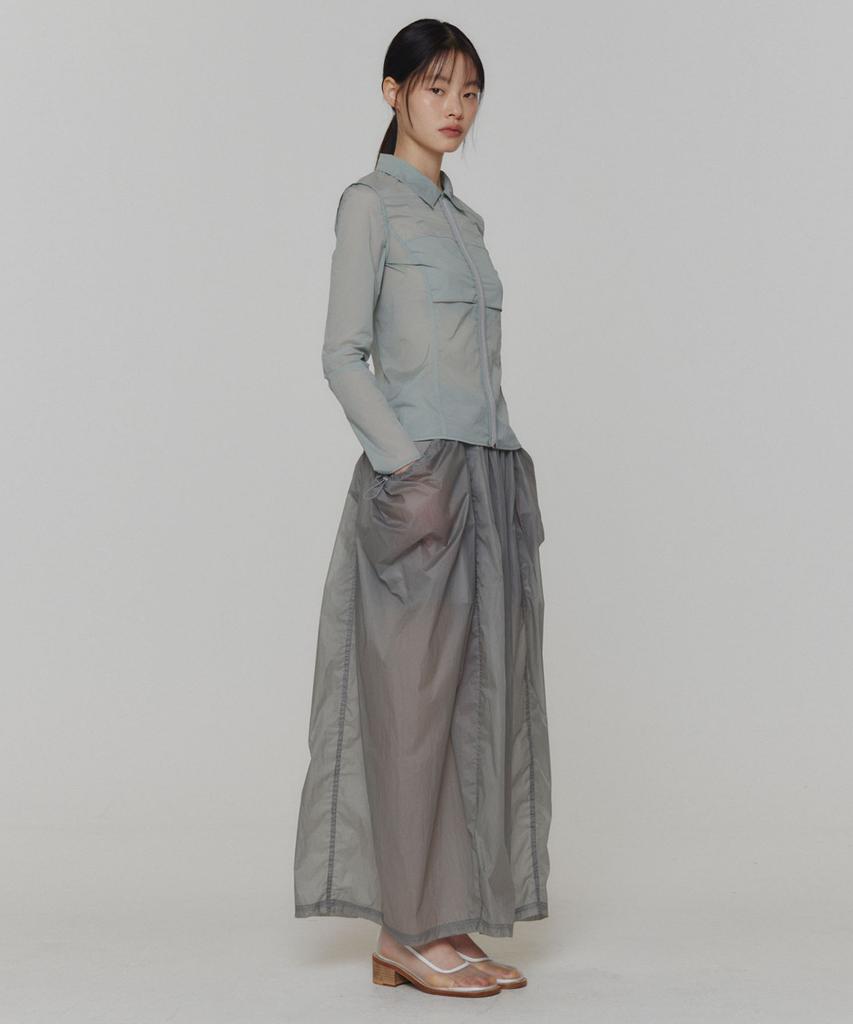Amomento Layered Shirring Skirt_Grey