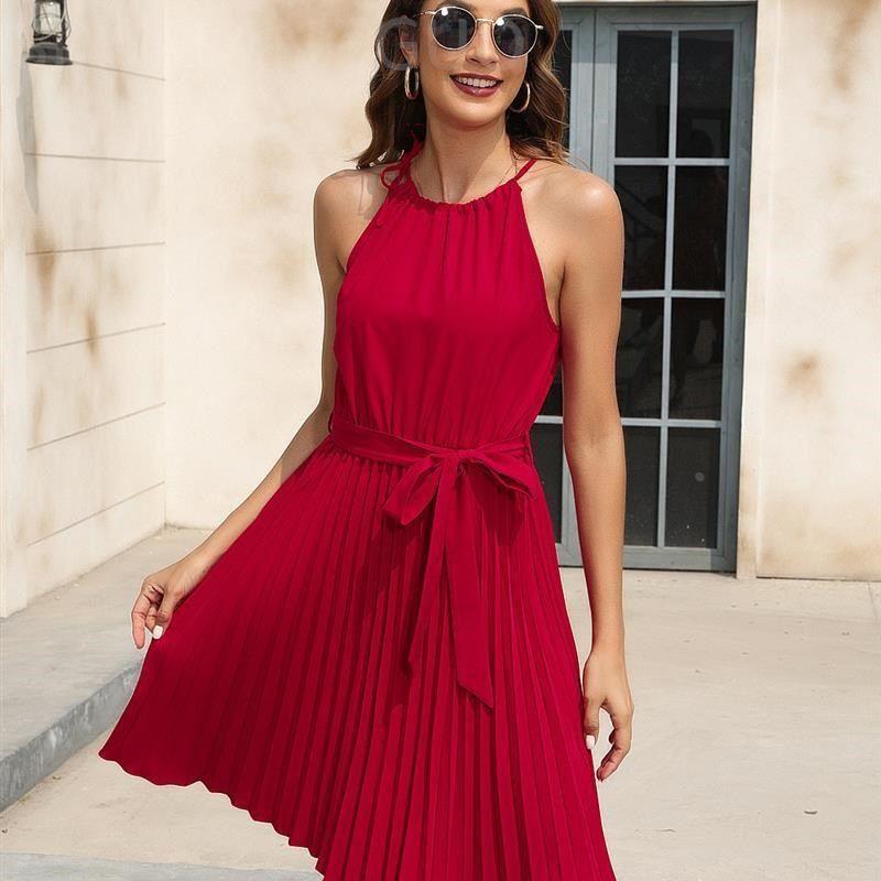 

Spring and Summer Women s Pure Waist Waist Suspended Dre Red XXL