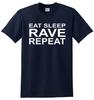 EAT SLEEP RAVE REPEAT Maglietta S5XL Techno Anni '80 '90 Festival Musica Danza Acid Top