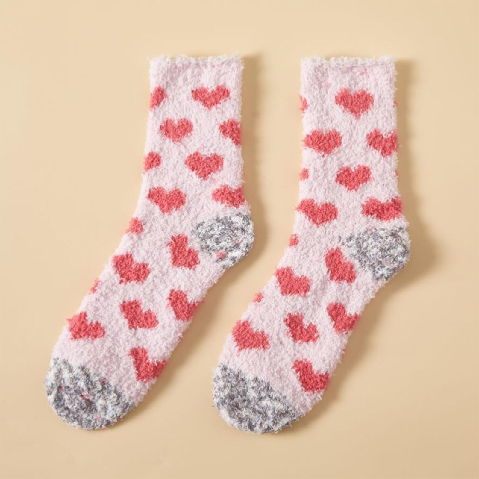 

Women s Coral Fleece Mid-Calf Striped Non-Felting Warm Floor Socks Sleeping Socks One Size